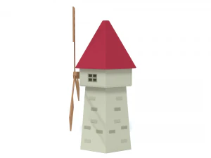 low poly cartoon windmill 3D Model