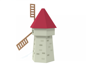 low poly cartoon windmill 3D Model
