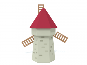 low poly cartoon windmill 3D Model