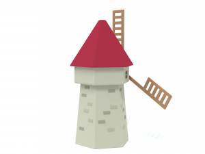 low poly cartoon windmill 3D Model