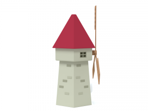 low poly cartoon windmill 3D Model