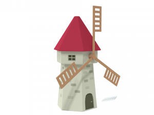low poly cartoon windmill 3D Model