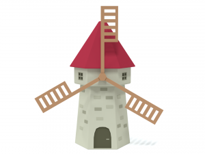 low poly cartoon windmill 3D Model