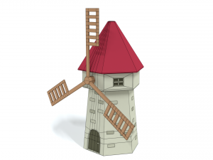 low poly cartoon windmill 3D Model