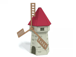 low poly cartoon windmill 3D Model