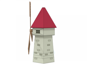 low poly cartoon windmill 3D Model