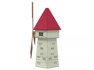 low poly cartoon windmill 3D Model