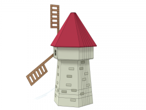 low poly cartoon windmill 3D Model