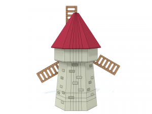 low poly cartoon windmill 3D Model