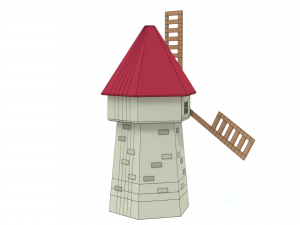 low poly cartoon windmill 3D Model