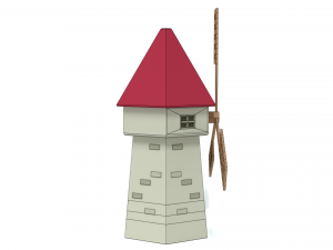 low poly cartoon windmill 3D Model