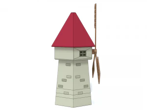 low poly cartoon windmill 3D Model