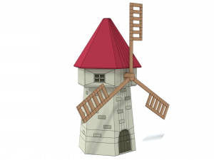low poly cartoon windmill 3D Model