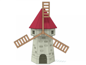low poly cartoon windmill 3D Model