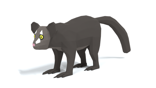 low poly cartoon aye-aye lemur Modèle 3D .c4d .max .obj .3ds .fbx .stl .blend 