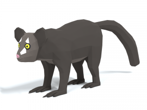 low poly cartoon aye-aye lemur 3D Model