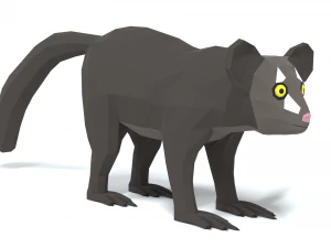 low poly cartoon aye-aye lemur 3D Model