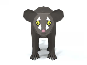low poly cartoon aye-aye lemur 3D Model