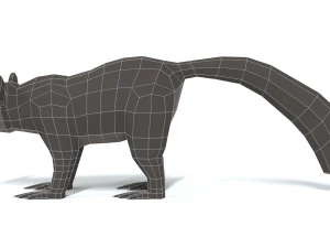 low poly cartoon aye-aye lemur 3D Model