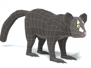 low poly cartoon aye-aye lemur 3D Model