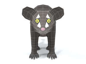 low poly cartoon aye-aye lemur Modèle 3D