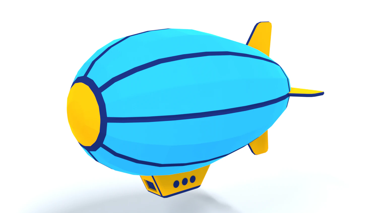 low poly cartoon zeppelin 3D Model .c4d .max .obj .3ds .fbx .stl .blend 