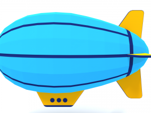 low poly cartoon zeppelin Modelo 3D