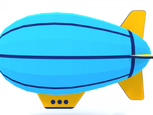 low poly cartoon zeppelin 3D Model