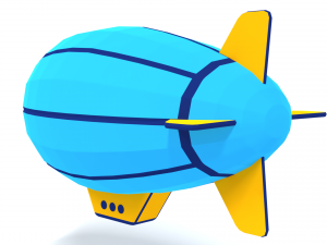 low poly cartoon zeppelin Modelo 3D