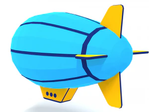 low poly cartoon zeppelin 3D Model