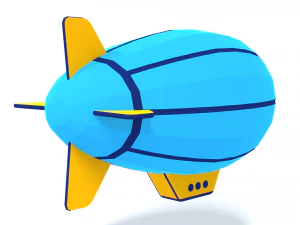 low poly cartoon zeppelin 3D Model