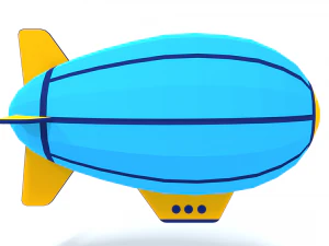 low poly cartoon zeppelin 3D Model