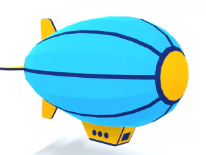 low poly cartoon zeppelin 3D Model