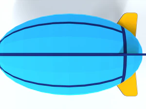 low poly cartoon zeppelin 3D Model