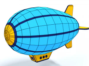 low poly cartoon zeppelin 3D Model