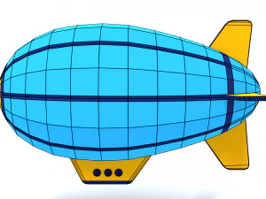 low poly cartoon zeppelin 3D Model