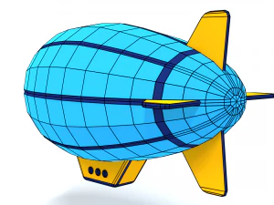 low poly cartoon zeppelin 3D Model