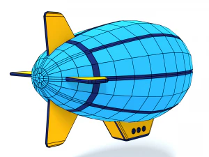 low poly cartoon zeppelin 3D Model
