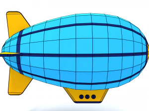 low poly cartoon zeppelin 3D Model