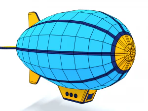 low poly cartoon zeppelin 3D Model