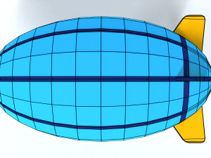 low poly cartoon zeppelin 3D Model