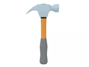 low poly cartoon hammer 3D Model