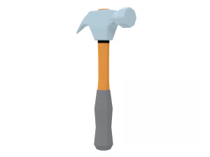 low poly cartoon hammer 3D Model