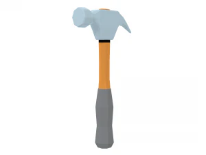 low poly cartoon hammer 3D Model