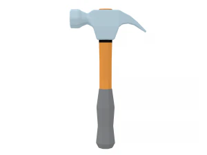 low poly cartoon hammer 3D Model
