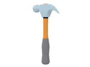 low poly cartoon hammer 3D Model