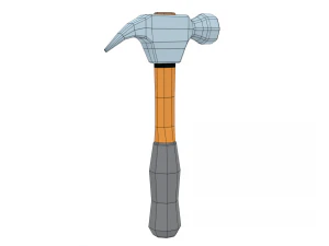 low poly cartoon hammer 3D Model