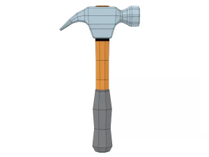 low poly cartoon hammer 3D Model