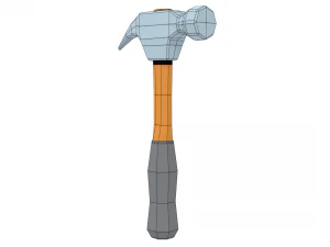 low poly cartoon hammer 3D Model