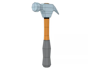 low poly cartoon hammer 3D Model